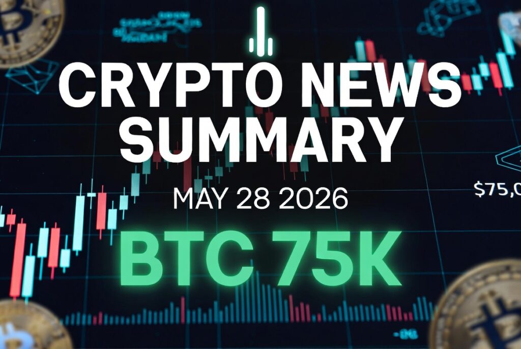 2026年5月28日 仮想通貨ニュースまとめ｜BTC $75,000台で軟調、DTCCがStellar連携でXLM注目