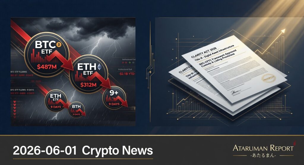 ビットコインのETFからお金が9日連続で出てます。仮想通貨の今はどうなってる？