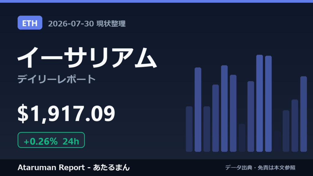 イーサリアム 7/30 現状整理