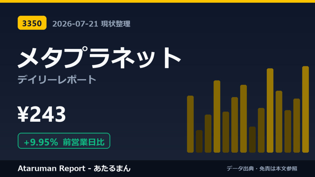 メタプラネット 7/21 現状整理