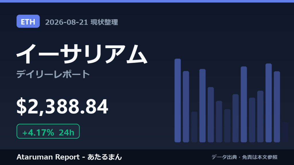 イーサリアム 8/21 現状整理