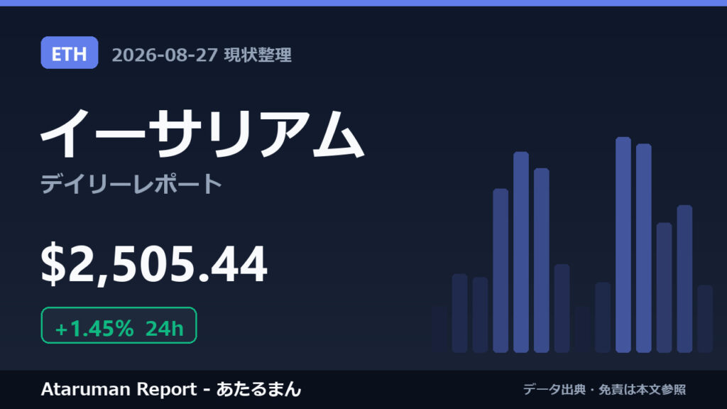 イーサリアム 8/27 現状整理