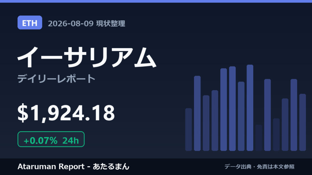 イーサリアム 8/9 現状整理