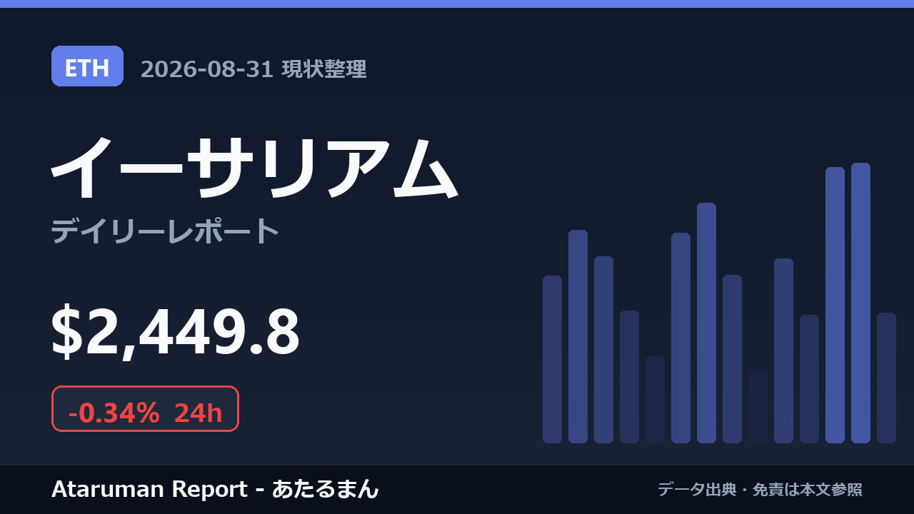 イーサリアム 8/31 現状整理